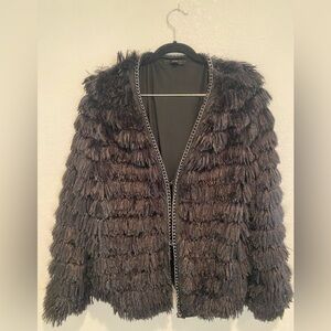 Fate Black Textured Teddy Jacket
